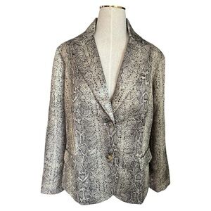 NWT Chico’s Women's Classic Snakeskin Double Button Front Print Jacket Size 2